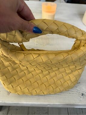 Woven Top-Handle Yellow Women’s Bag